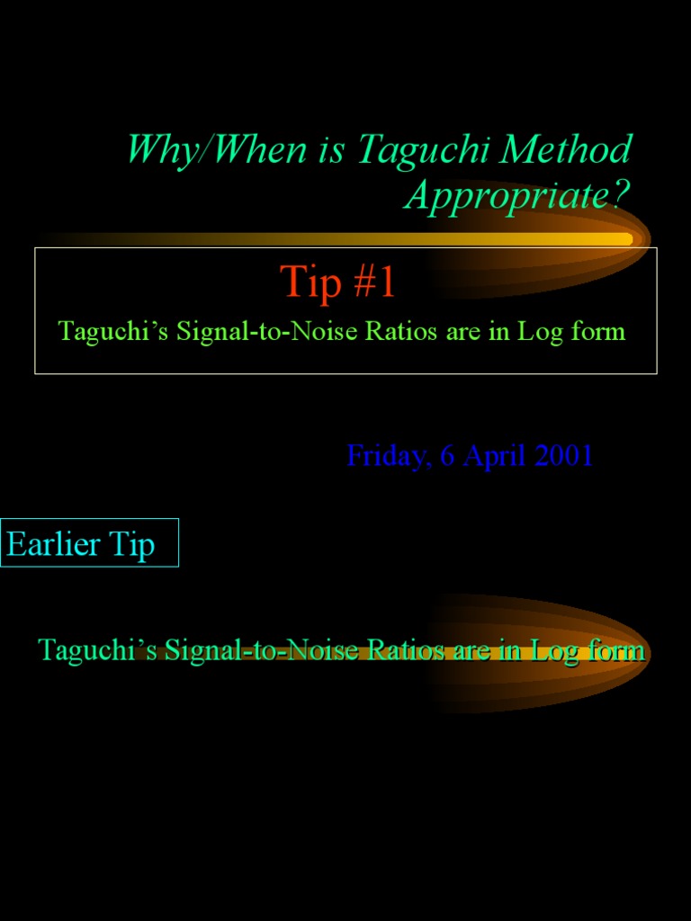 Taguchi L9 Method and Signal-to-Noise | PDF | Logarithm | Exponential ...