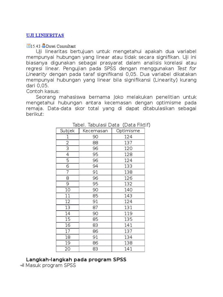 UJI LINEARITAS DAN PRASYARAT ANALISIS REGRESI | PDF