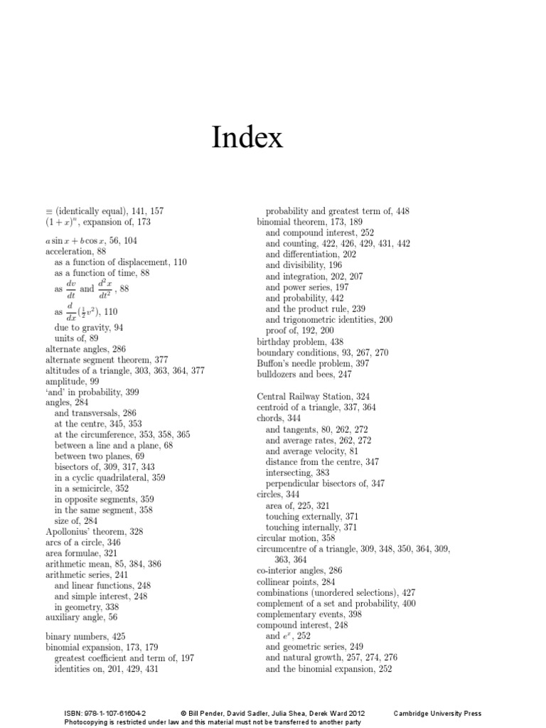 Index: (Identically Equal), 141, 157 | PDF | Trigonometric Functions ...