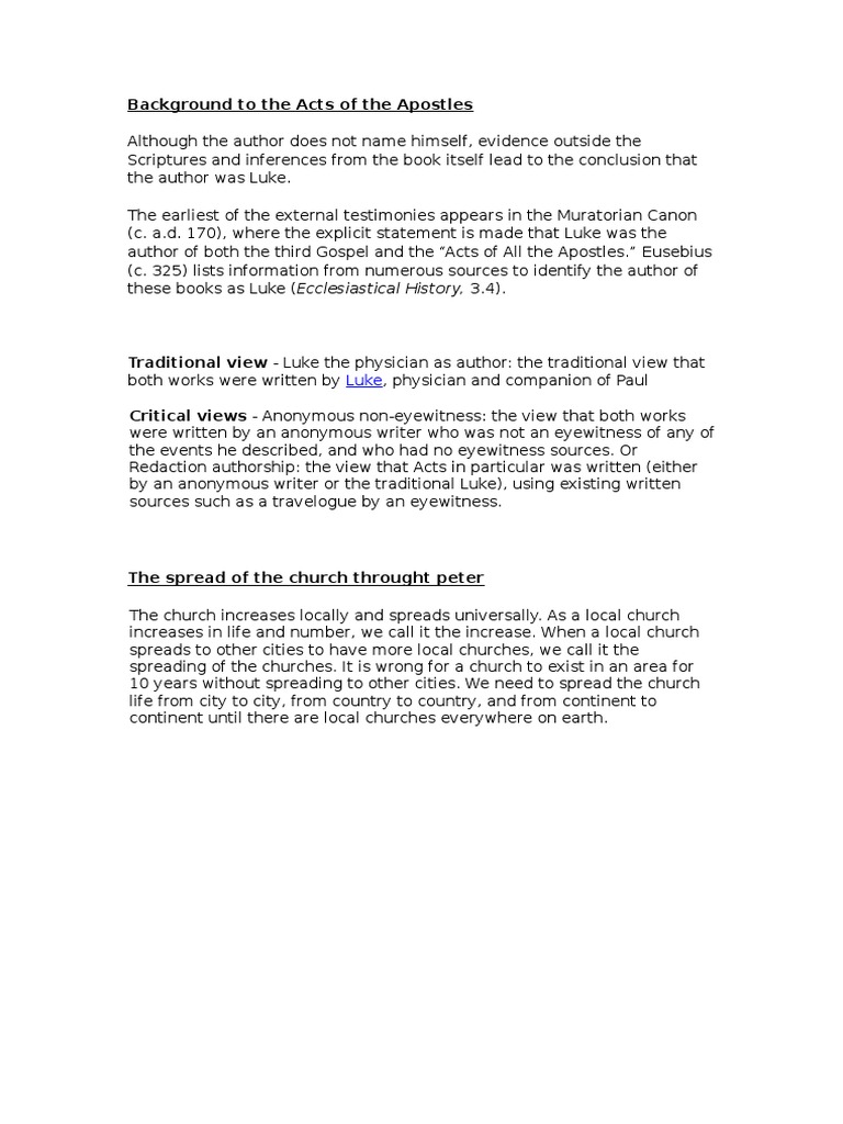 Background of the Acts of the Apostles | PDF | Acts Of The Apostles ...