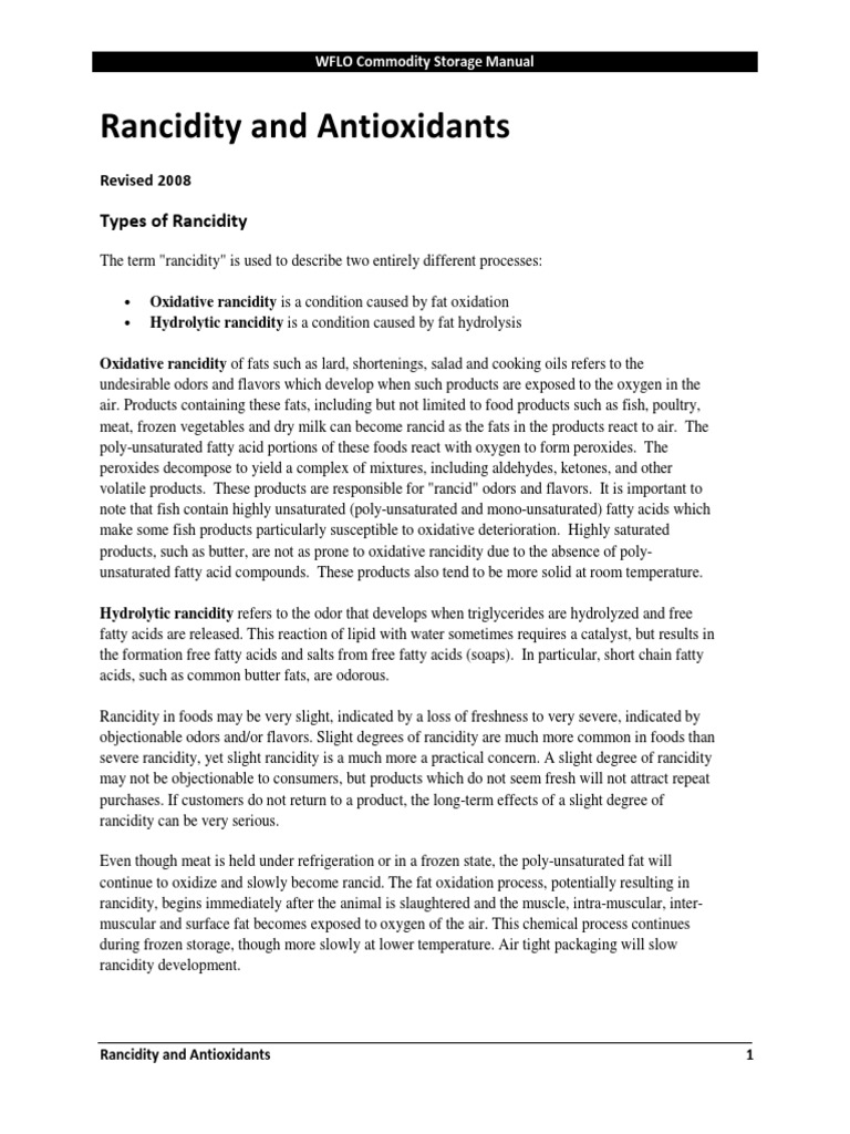 Rancidity Antioxidants PDF Fat Antioxidant