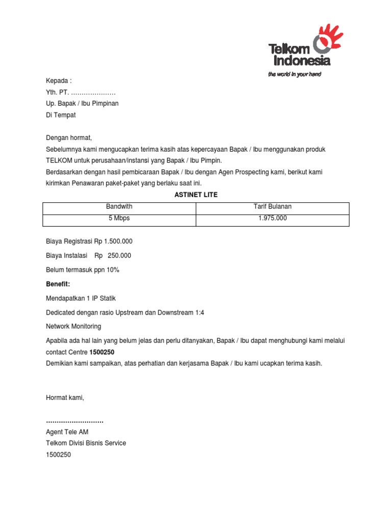 Penawaran Paket Astinet untuk Perusahaan | PDF