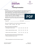 (Project Name) : Training: Sample Training Evaluation