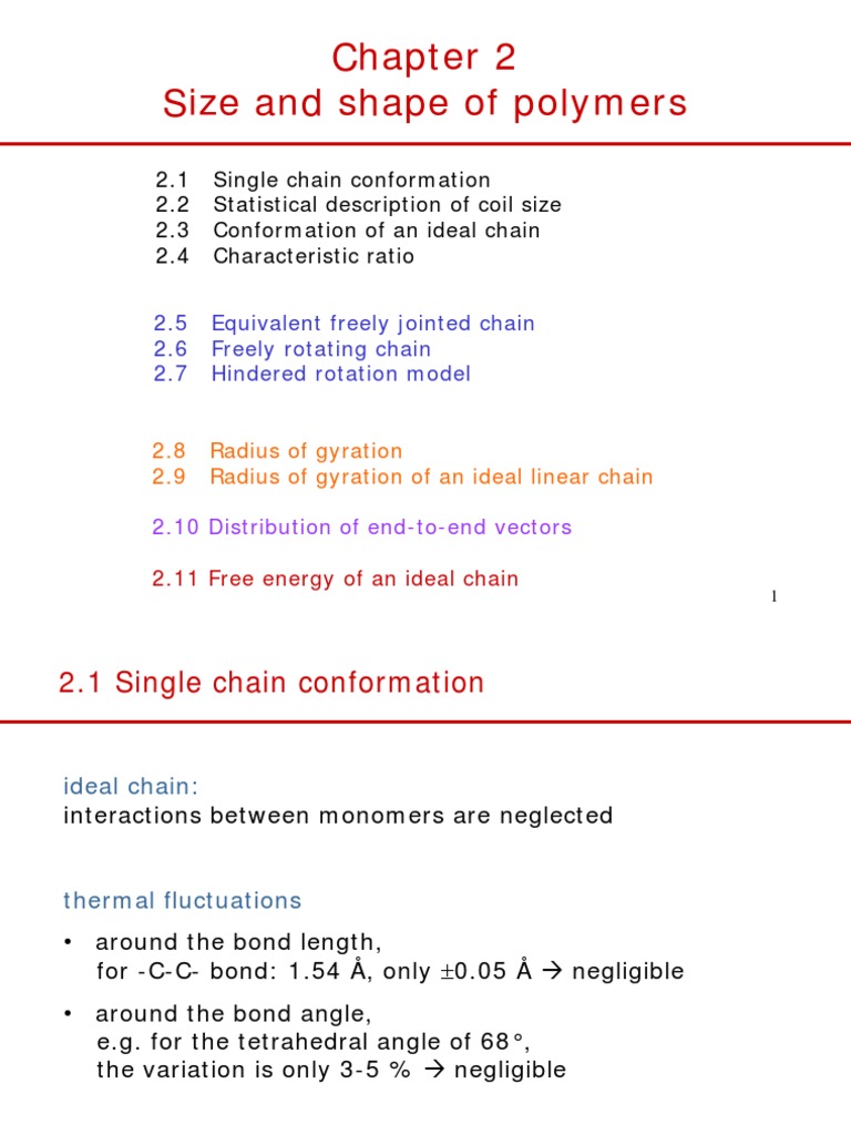 Polymer Chain Conformation and Size | PDF | Polymer Chemistry | Materials