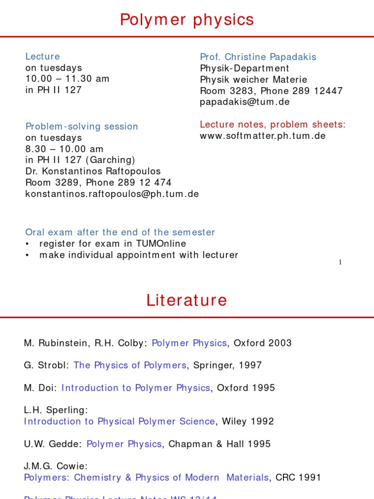 PDF) Polymer Physics-Rubinstein