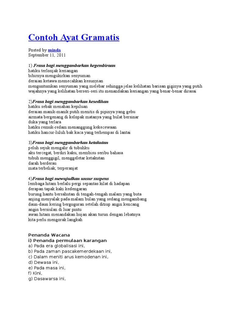 Contoh Ayat Gramatis Pdf