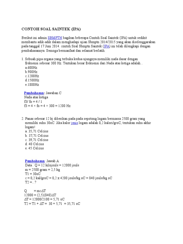 Contoh Soal Pipa Organa Dan Penyelesaiannya Berbagi