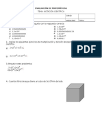 Evaluación de Matemáticas Notacion Cientifica