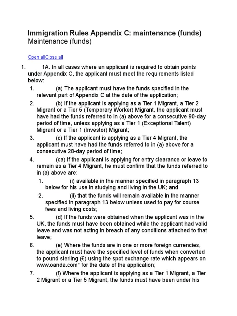 Immigration Rules Appendix C PDF Sponsor