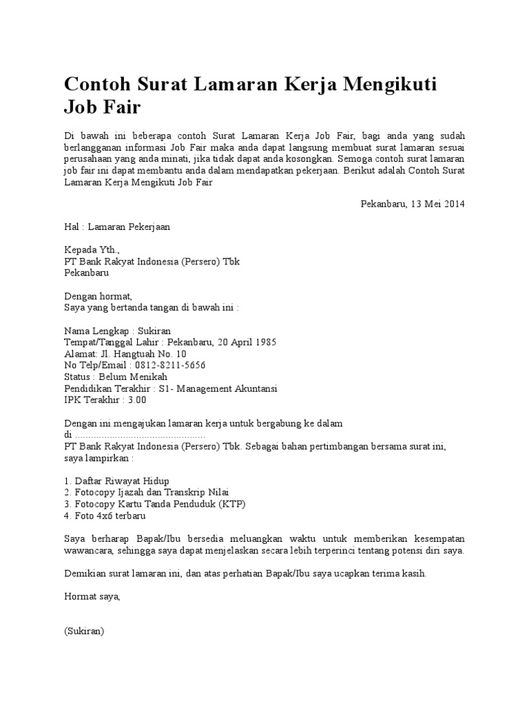 Contoh Surat Lamaran Kerja Mengikuti Job Fair.docx
