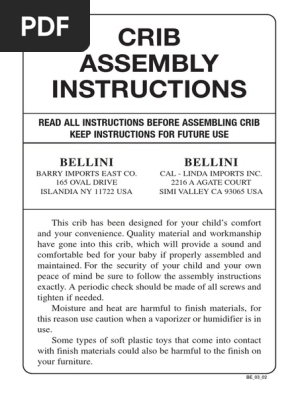 Instructions Bellini Crib Pdf Nut Hardware Screw