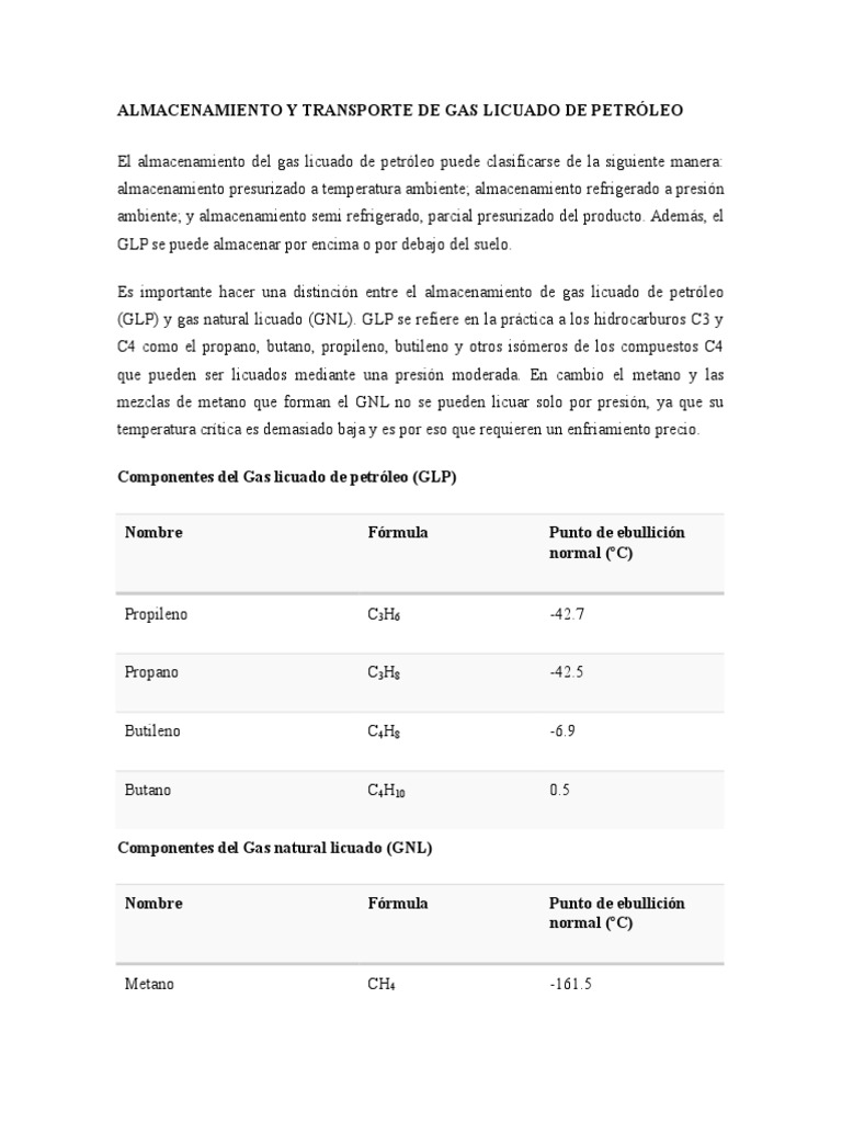 Almacenamiento y Transporte de Gas Licuado de Petróleo | PDF | Gas ...