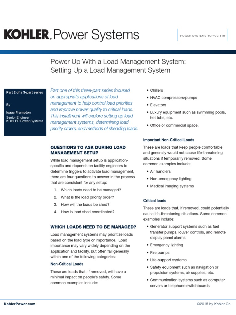 Set Up A Load Management System PDF Electric Power System