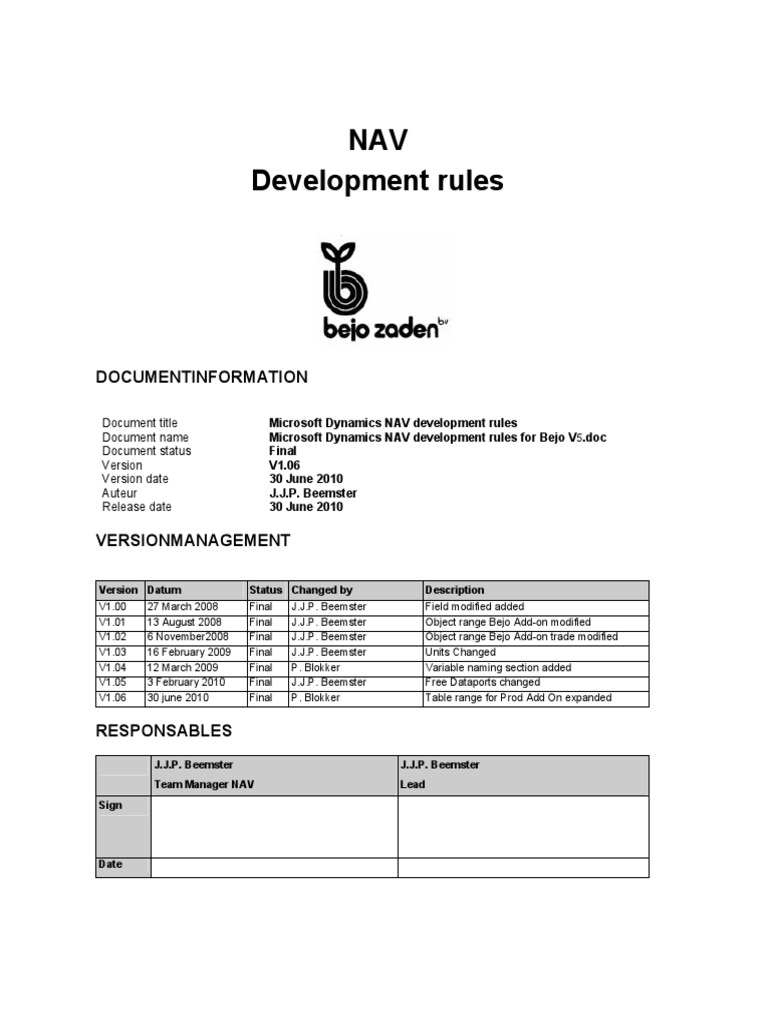 Bejo's Microsoft Dynamics NAV Rules | PDF | Variable (Computer Science ...