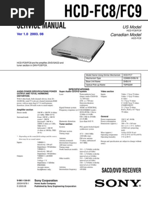 めも Sony hcd-fc8, fc9 PDF | PDF | Compact Disc | Video