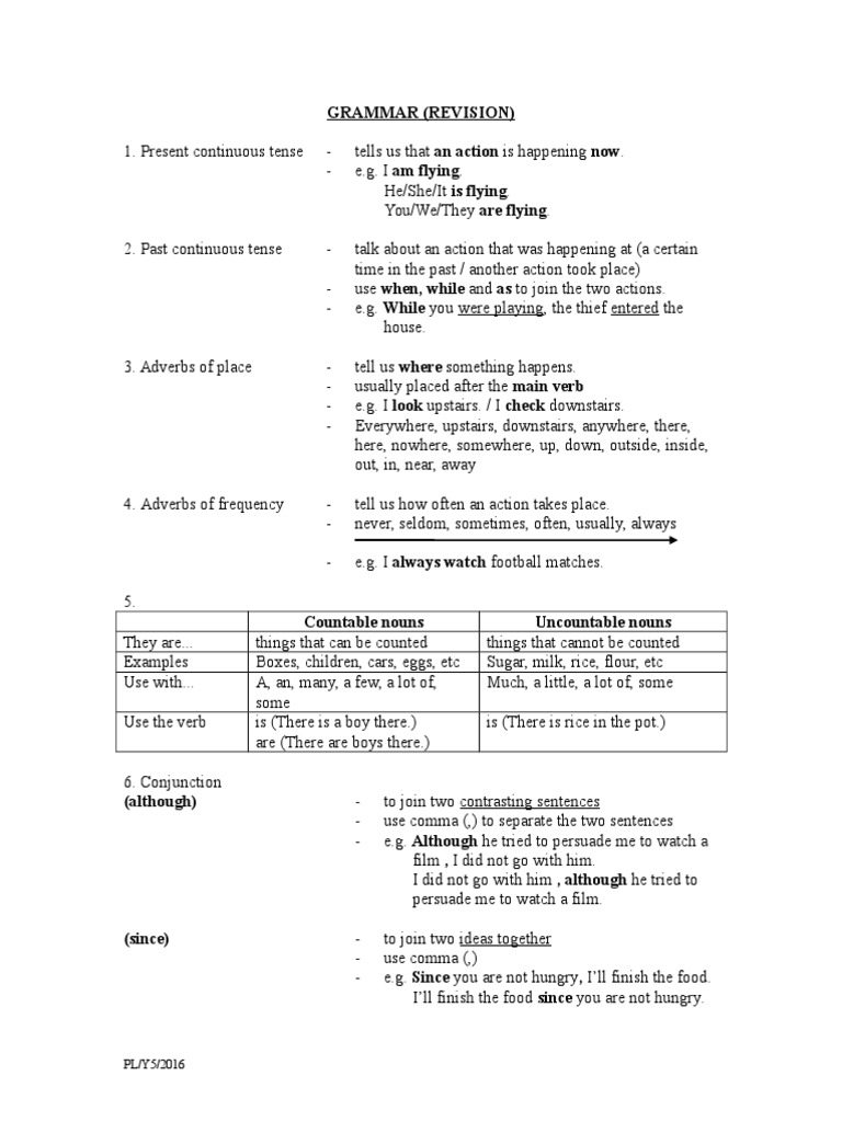 GRAMMAR Revision | PDF | Adjective | Verb