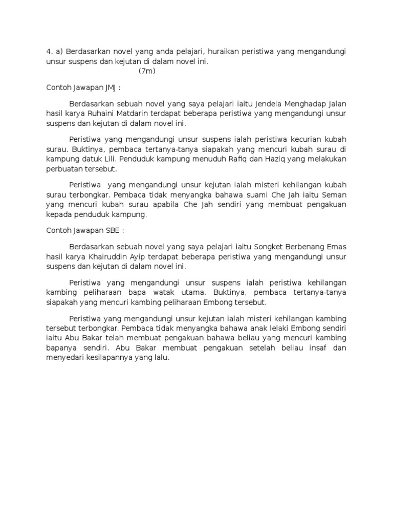 Contoh Jawapan Novel Unsur Suspens Dan Kejutan Pdf