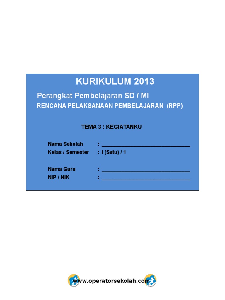[3] RPP KURIKULUM 2013 SD KELAS 1 SEMESTER 1 Kegiatanku.doc