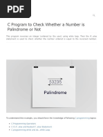 C Program To Check Whether A Number Is Palindrome or Not