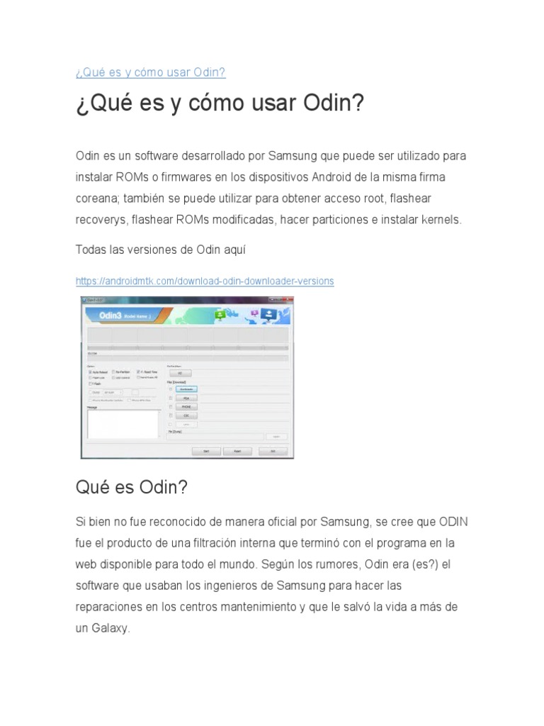 Guía para usar Odin en Samsung | PDF | Arranque | Archivo de computadora