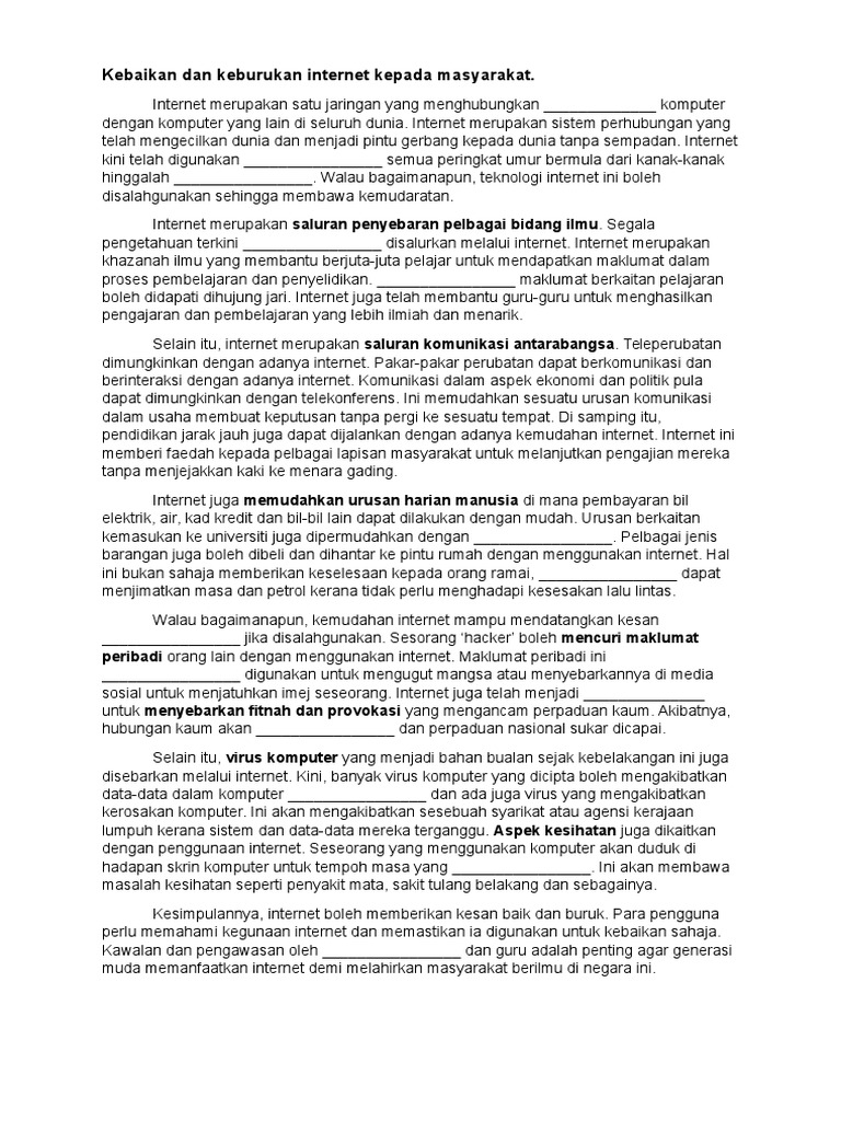 Kebaikan Dan Keburukan Internet Kepada Masyarakat Pdf