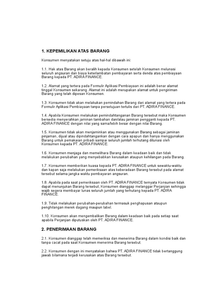 Perjanjian Adira Finance