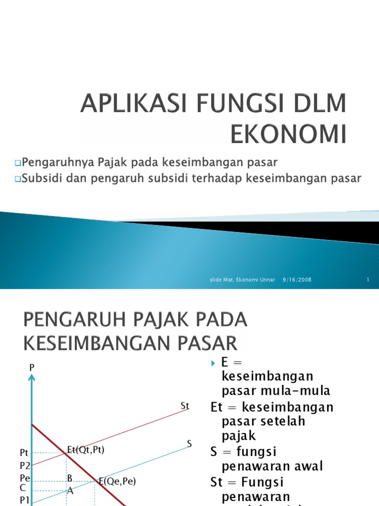Matematika Ekonomi 5 Pajak Dan Subsidi Pdf