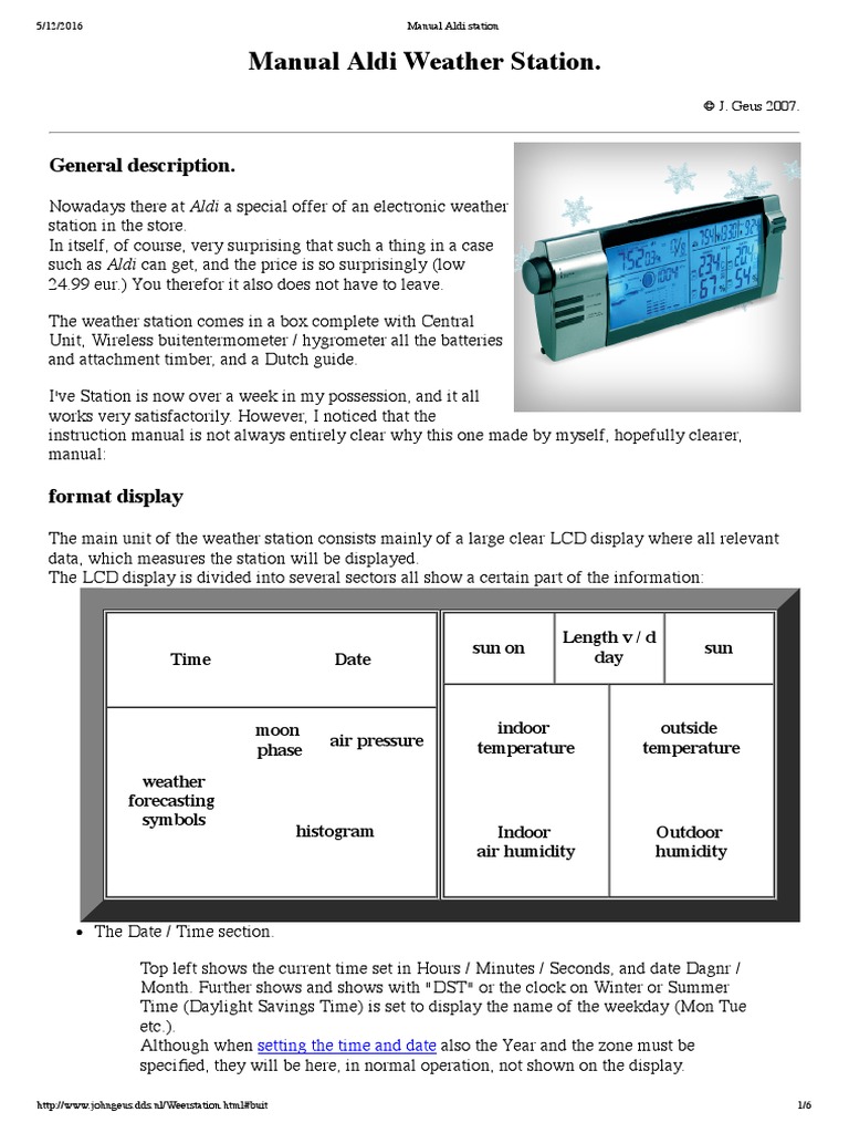 Weather Station Instructions Weather Daylight Saving Time