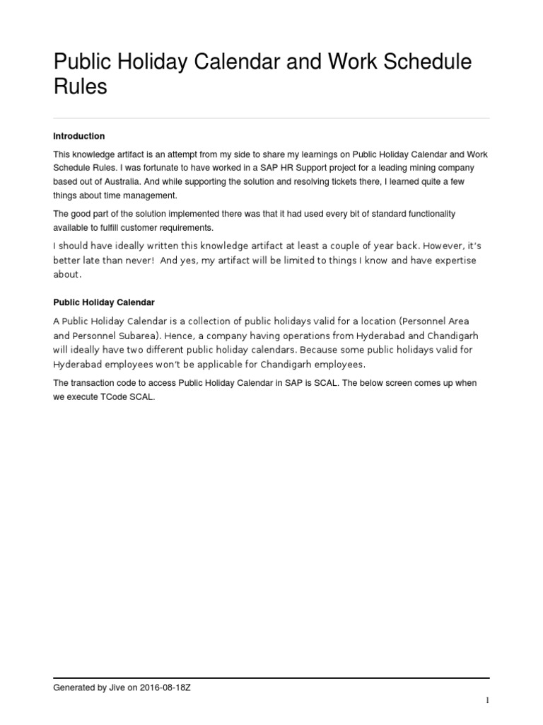 Sap HCM Public Holiday Calendar PDF Easter Workweek And Weekend
