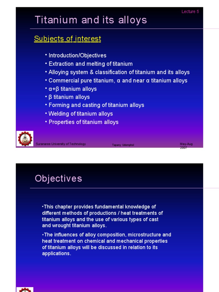 Overview of Titanium Alloys and Uses | PDF | Home & Garden | Technology ...