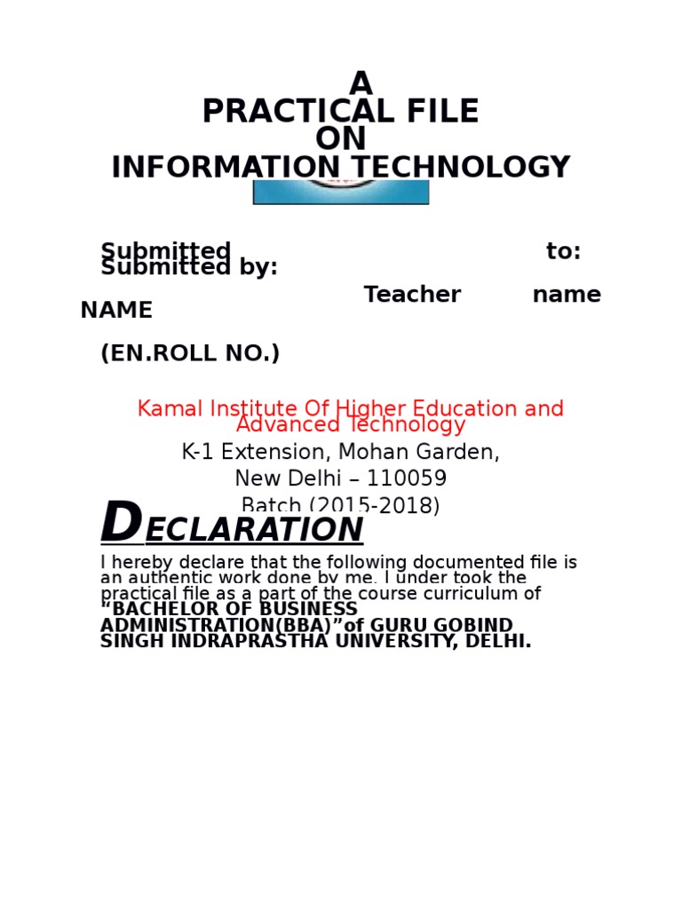 A Practical File ON: Information Technology | PDF