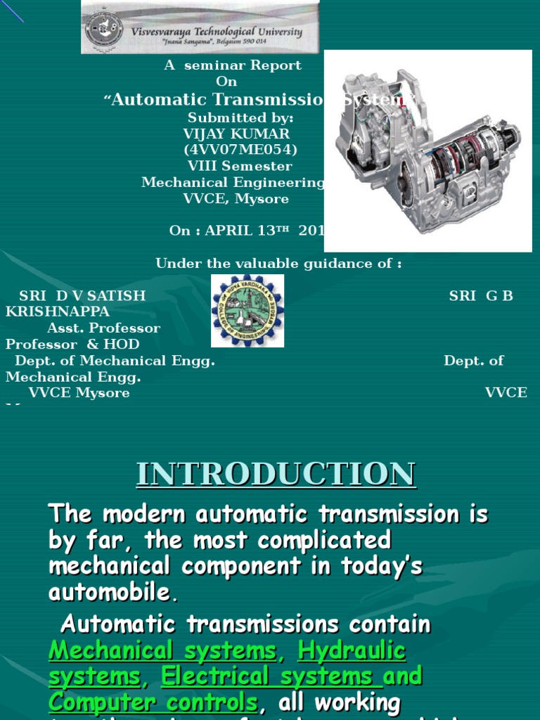Automatic Transmission System | PDF | Transmission (Mechanics) | Gear