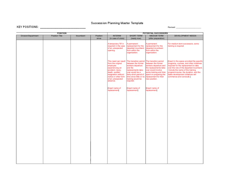 Succession Planning Template | PDF