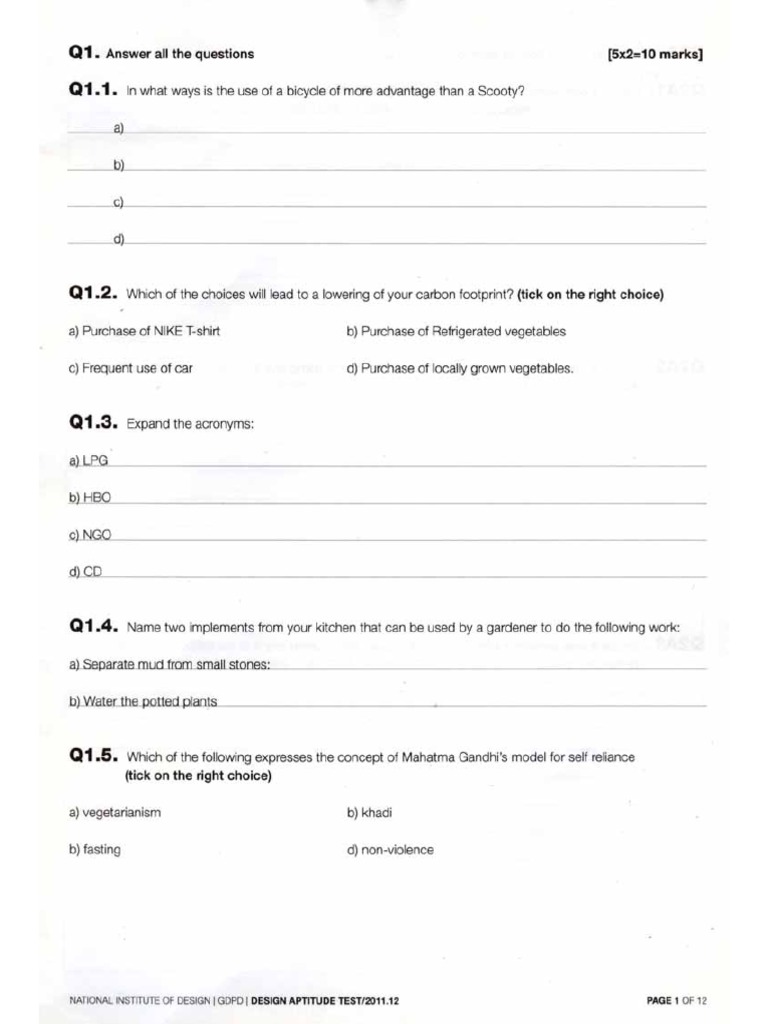 NID DAT Sample Papers PDF | PDF