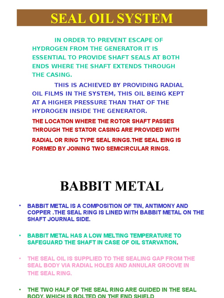 Seal Oil System of Generator in Thermal Power Plant PDF Pump Valve