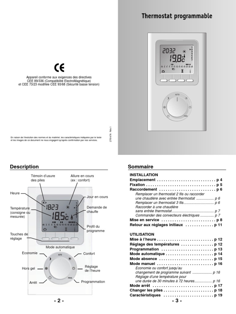 Installation et réglage thermostat 2 fils PDF Chaudière Température — free download