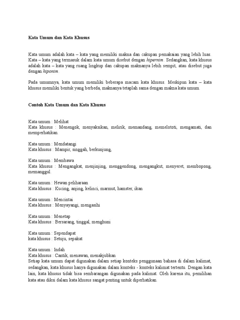 Kata Umum Dan Kata Khusus Pdf
