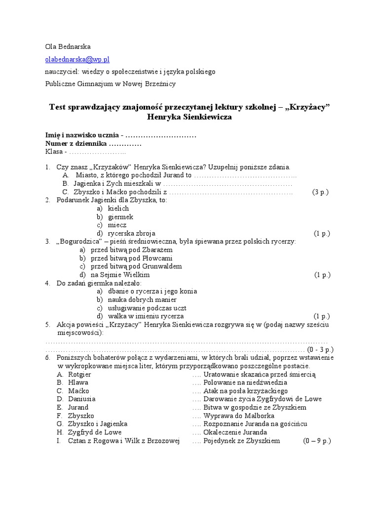 Chemiczne Podstawy życia Test Sprawdzajacy Odpowiedzi