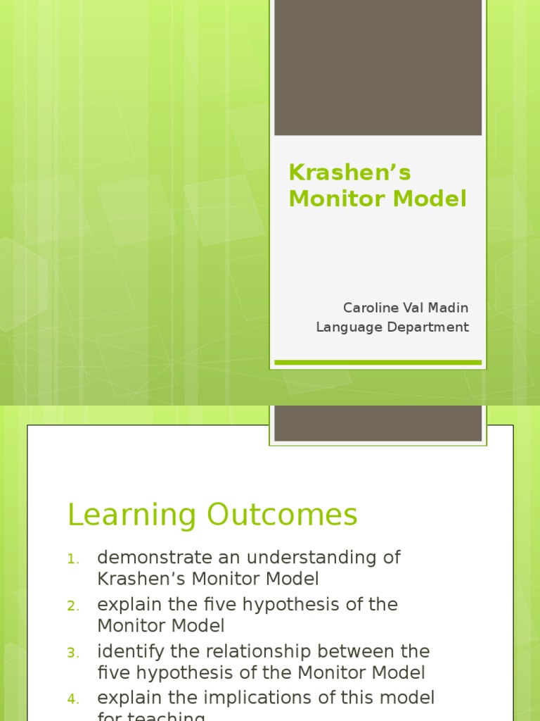 Krashen’s Monitor Model Second Language Language Acquisition
