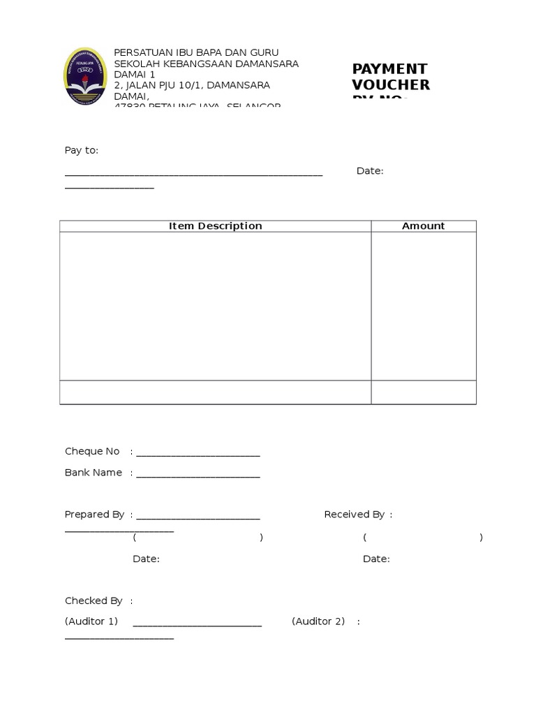 Payment Voucher for School Expenses | PDF | Business