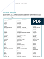 Countries and Nationalities in English: Demonyms and Adjectives List