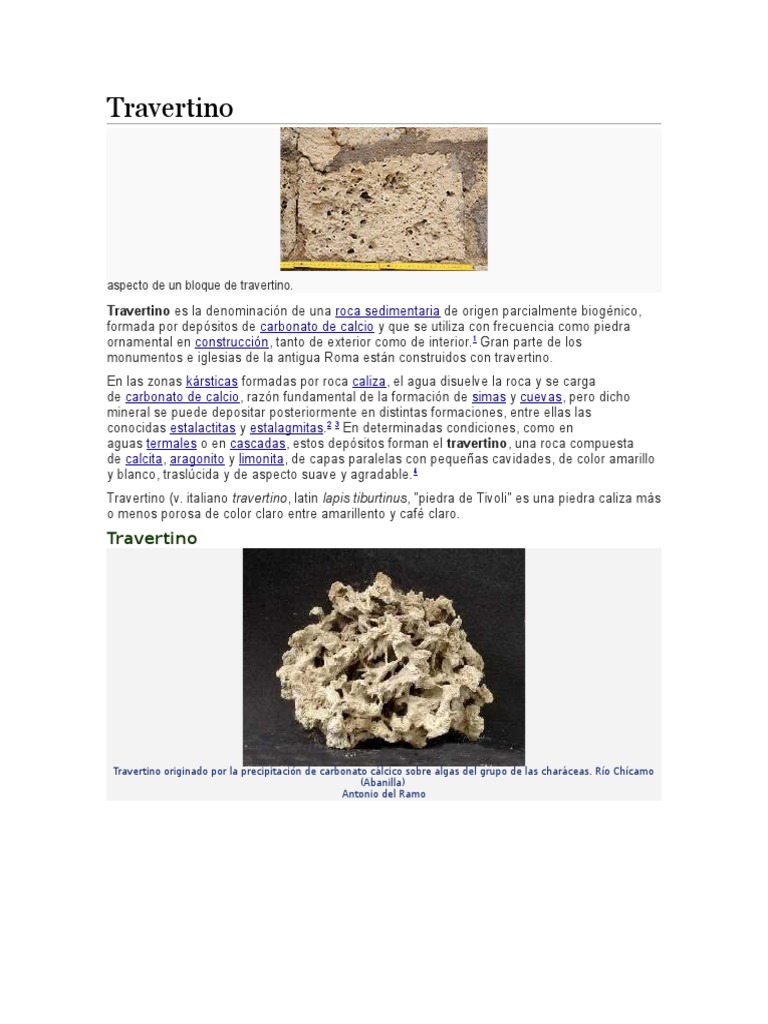 Características del travertino sedimentario | PDF | Rocas | Ciencias de ...