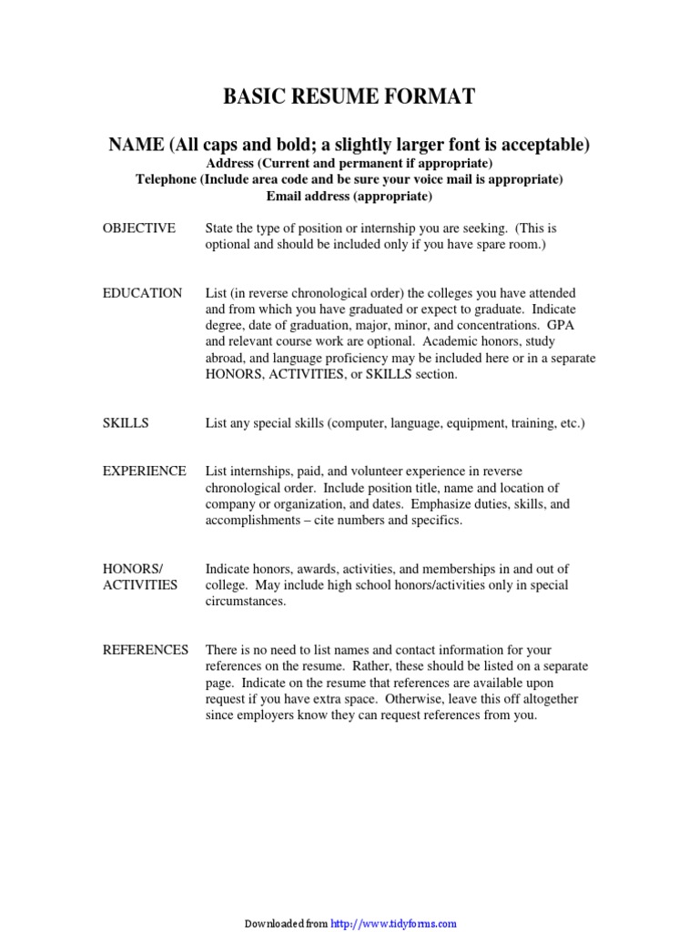 Basic Resume Format Guide | PDF | Résumé | Business