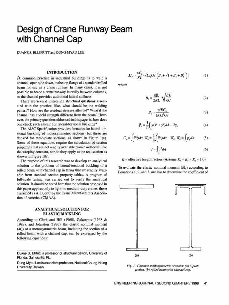 Design of Crane Runway Beam With Channel PDF | PDF | Buckling | Beam ...