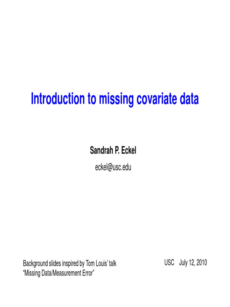Approaches to Missing Covariate Data | PDF | Regression Analysis ...