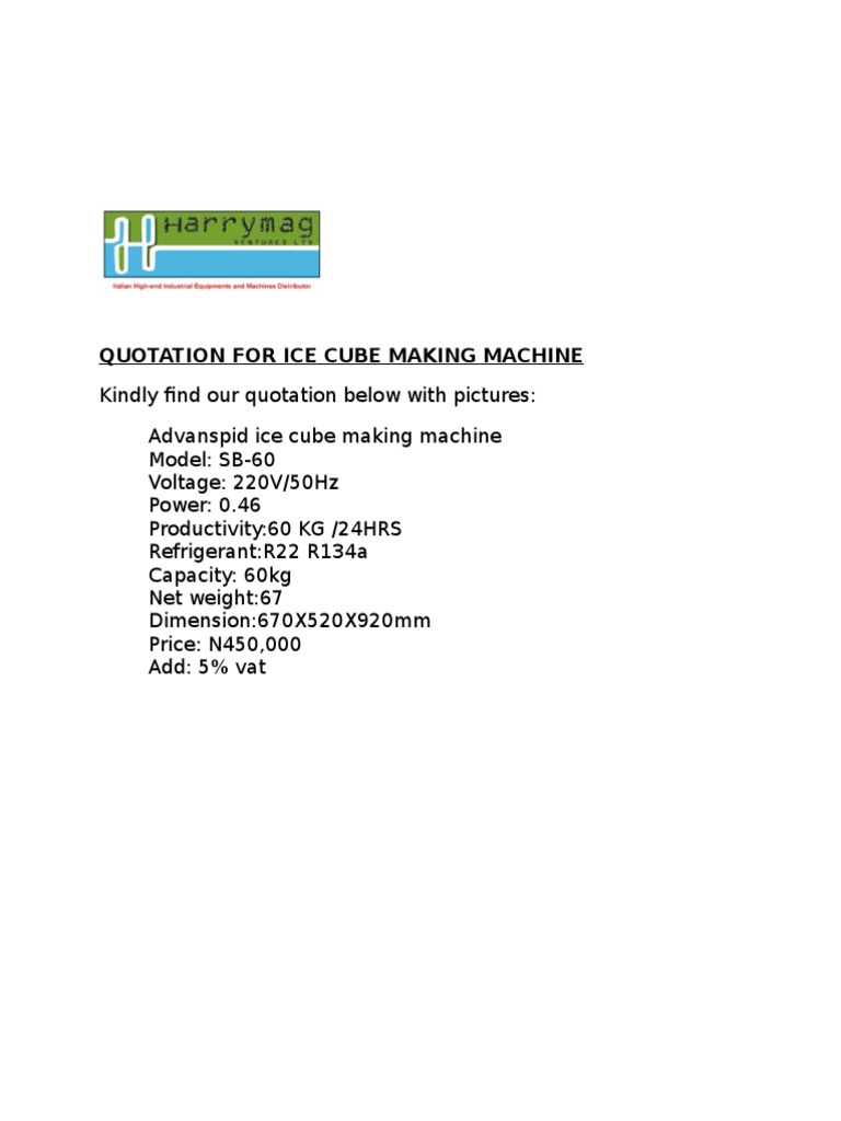 SB-60 Ice Cube Machines | PDF