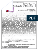 Prova de Português 9° Ano 1° Bimestre 2016