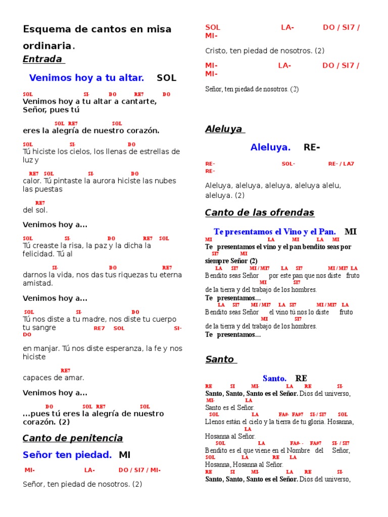 Esquema de Cantos en Misa Ordinarian Misa (liturgia) Cristo (título)