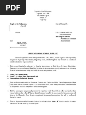 Application for Search Warrant