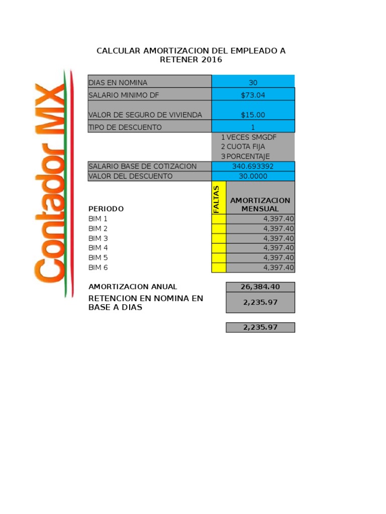 Calculadora de Salario Diario Integrado PDF